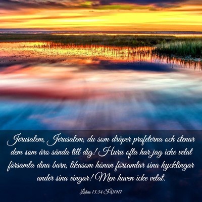 Picture 03 - Lukas 13:34 SV1917 - Jerusalem, Jerusalem, du som dräper profeterna - Bible Verse Picture