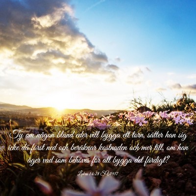 Picture 03 - Lukas 14:28 SV1917 - Ty om någon bland eder vill bygga ett torn, - Bible Verse Picture