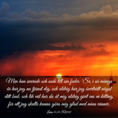 Picture 03 - Lukas 15:29 SV1917 - Men han svarade och sade till sin fader: 'Se, i - Bible Verse Picture