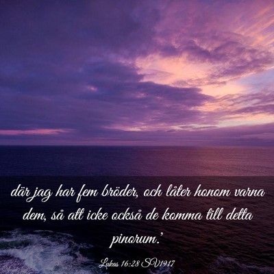 Picture 03 - Lukas 16:28 SV1917 - där jag har fem bröder, och låter honom varna - Bible Verse Picture