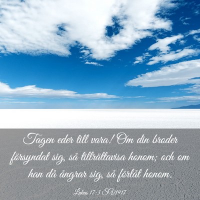 Picture 03 - Lukas 17:3 SV1917 - Tagen eder till vara! Om din broder försyndat - Bible Verse Picture