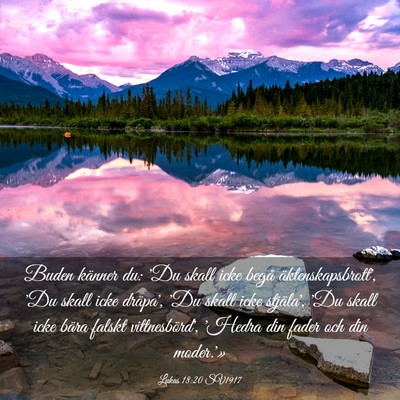 Picture 03 - Lukas 18:20 SV1917 - Buden känner du: 'Du skall icke begå - Bible Verse Picture