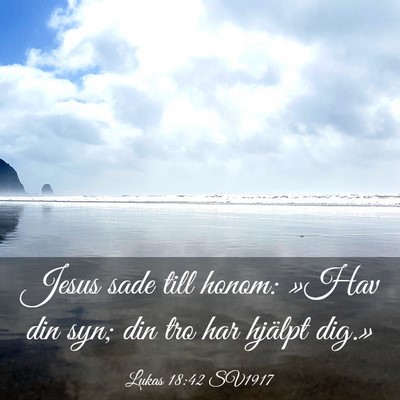 Picture 03 - Lukas 18:42 SV1917 - Jesus sade till honom: »Hav din syn; din tro har - Bible Verse Picture