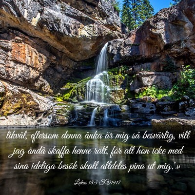 Picture 03 - Lukas 18:5 SV1917 - likväl, eftersom denna änka är mig så - Bible Verse Picture