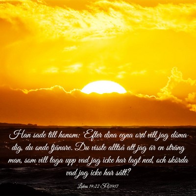 Picture 03 - Lukas 19:22 SV1917 - Han sade till honom: 'Efter dina egna ord vill - Bible Verse Picture