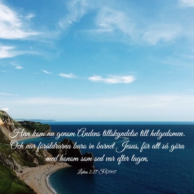 Picture 03 - Lukas 2:27 SV1917 - Han kom nu genom Andens tillskyndelse till - Bible Verse Picture