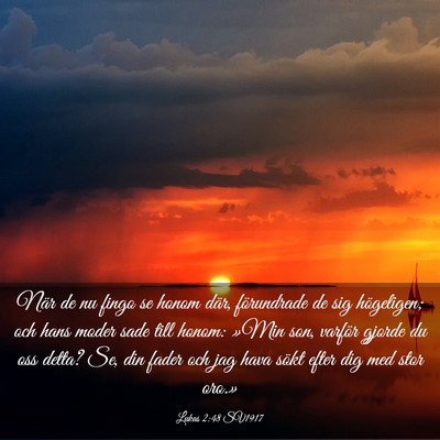 Picture 03 - Lukas 2:48 SV1917 - När de nu fingo se honom där, förundrade de - Bible Verse Picture