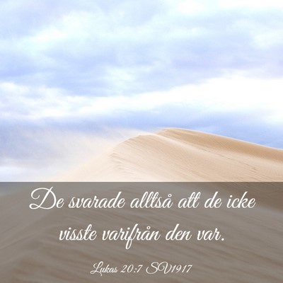 Picture 03 - Lukas 20:7 SV1917 - De svarade alltså att de icke visste varifrån - Bible Verse Picture