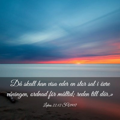 Picture 03 - Lukas 22:12 SV1917 - Då skall han visa eder en stor sal i övre - Bible Verse Picture