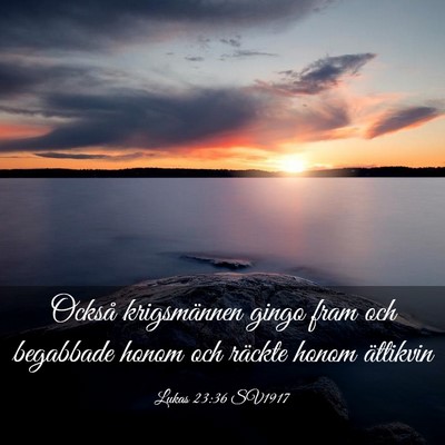 Picture 03 - Lukas 23:36 SV1917 - Också krigsmännen gingo fram och begabbade - Bible Verse Picture