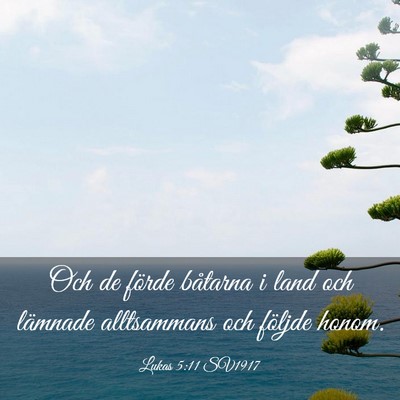 Picture 03 - Lukas 5:11 SV1917 - Och de förde båtarna i land och lämnade - Bible Verse Picture