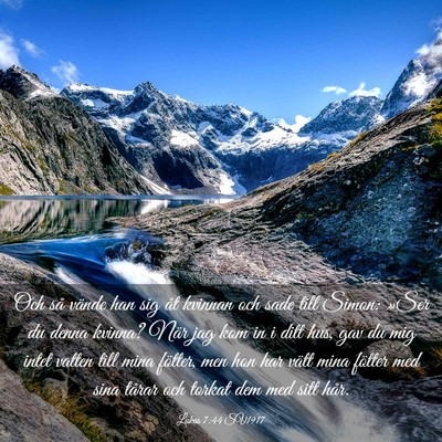 Picture 03 - Lukas 7:44 SV1917 - Och så vände han sig åt kvinnan och sade till - Bible Verse Picture