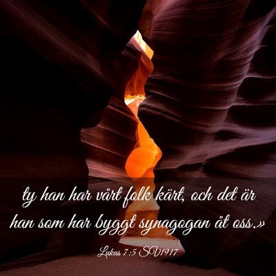 Picture 03 - Lukas 7:5 SV1917 - ty han har vårt folk kärt, och det är han som - Bible Verse Picture