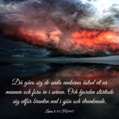 Picture 03 - Lukas 8:33 SV1917 - Då gåvo sig de onda andarna åstad ut ur mannen - Bible Verse Picture