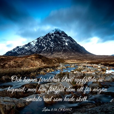 Picture 03 - Lukas 8:56 SV1917 - Och hennes föräldrar blevo uppfyllda av - Bible Verse Picture