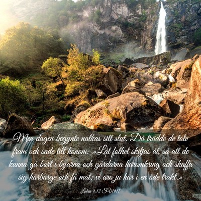 Picture 03 - Lukas 9:12 SV1917 - Men dagen begynte nalkas sitt slut. Då trädde - Bible Verse Picture