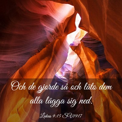 Picture 03 - Lukas 9:15 SV1917 - Och de gjorde så och läto dem alla lägga sig - Bible Verse Picture