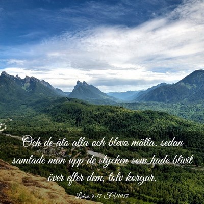 Picture 03 - Lukas 9:17 SV1917 - Och de åto alla och blevo mätta. sedan samlade - Bible Verse Picture