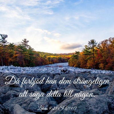 Picture 03 - Lukas 9:21 SV1917 - Då förbjöd han dem strängeligen att säga - Bible Verse Picture