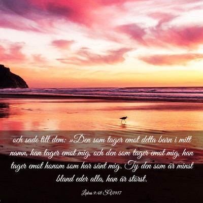 Picture 03 - Lukas 9:48 SV1917 - och sade till dem: »Den som tager emot detta - Bible Verse Picture