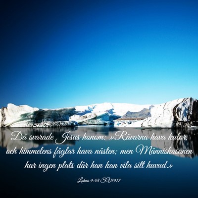 Picture 03 - Lukas 9:58 SV1917 - Då svarade Jesus honom: »Rävarna hava kulor, - Bible Verse Picture
