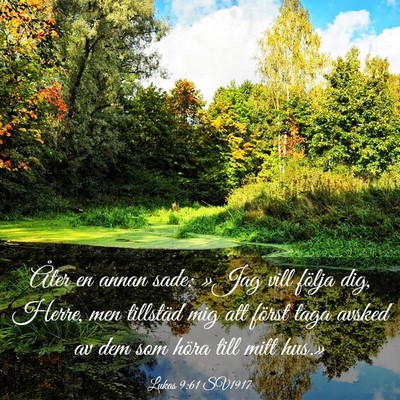 Picture 03 - Lukas 9:61 SV1917 - Åter en annan sade: »Jag vill följa dig, - Bible Verse Picture