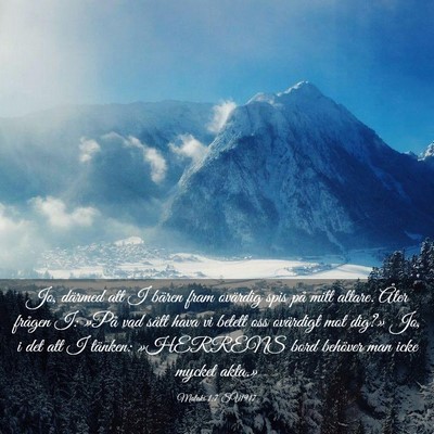 Picture 03 - Malaki 1:7 SV1917 - Jo, därmed att I bären fram ovärdig spis på - Bible Verse Picture