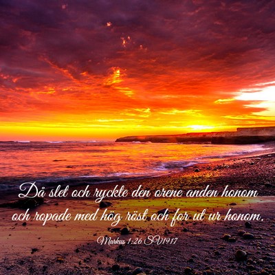 Picture 03 - Markus 1:26 SV1917 - Då slet och ryckte den orene anden honom och - Bible Verse Picture