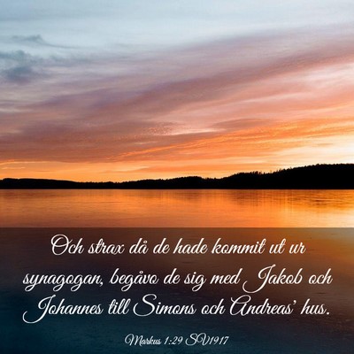 Picture 03 - Markus 1:29 SV1917 - Och strax då de hade kommit ut ur synagogan, - Bible Verse Picture