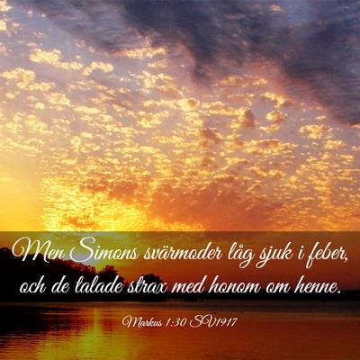 Picture 03 - Markus 1:30 SV1917 - Men Simons svärmoder låg sjuk i feber, och de - Bible Verse Picture