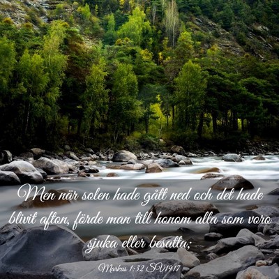 Picture 03 - Markus 1:32 SV1917 - Men när solen hade gått ned och det hade blivit - Bible Verse Picture