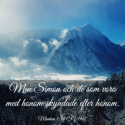 Picture 03 - Markus 1:36 SV1917 - Men Simon och de som voro med honom skyndade - Bible Verse Picture