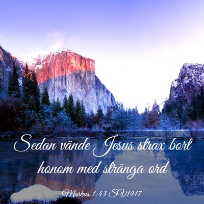 Picture 03 - Markus 1:43 SV1917 - Sedan vände Jesus strax bort honom med stränga - Bible Verse Picture