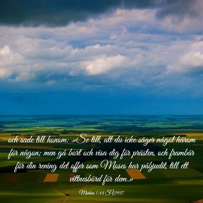 Picture 03 - Markus 1:44 SV1917 - och sade till honom: »Se till, att du icke - Bible Verse Picture