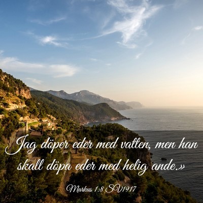 Picture 03 - Markus 1:8 SV1917 - Jag döper eder med vatten, men han skall döpa - Bible Verse Picture