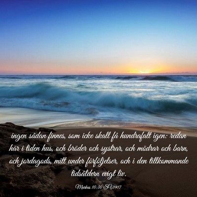 Picture 03 - Markus 10:30 SV1917 - ingen sådan finnes, som icke skall få - Bible Verse Picture
