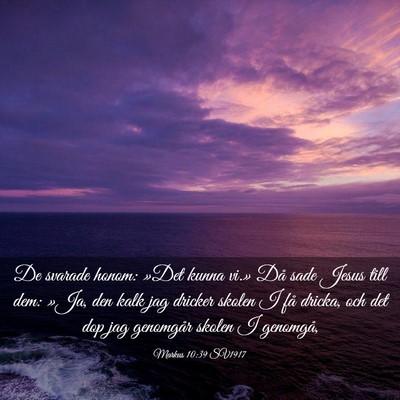 Picture 03 - Markus 10:39 SV1917 - De svarade honom: »Det kunna vi.» Då sade - Bible Verse Picture