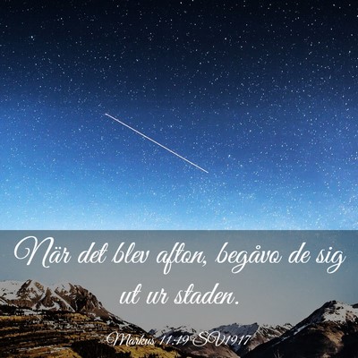 Picture 03 - Markus 11:19 SV1917 - När det blev afton, begåvo de sig ut ur - Bible Verse Picture