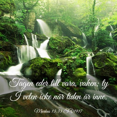 Picture 03 - Markus 13:33 SV1917 - Tagen eder till vara, vaken; ty I veten icke när - Bible Verse Picture