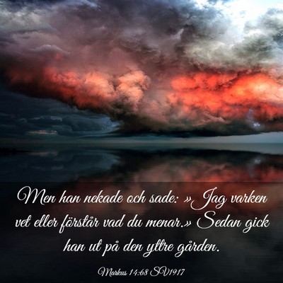 Picture 03 - Markus 14:68 SV1917 - Men han nekade och sade: »Jag varken vet eller - Bible Verse Picture