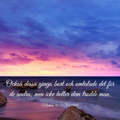 Picture 03 - Markus 16:13 SV1917 - Också dessa gingo bort och omtalade det för de - Bible Verse Picture