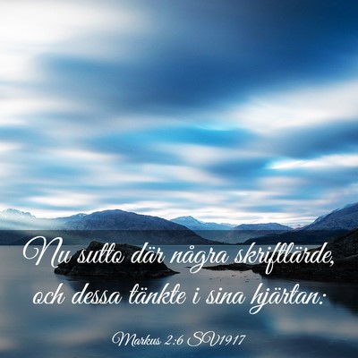 Picture 03 - Markus 2:6 SV1917 - Nu sutto där några skriftlärde, och dessa - Bible Verse Picture