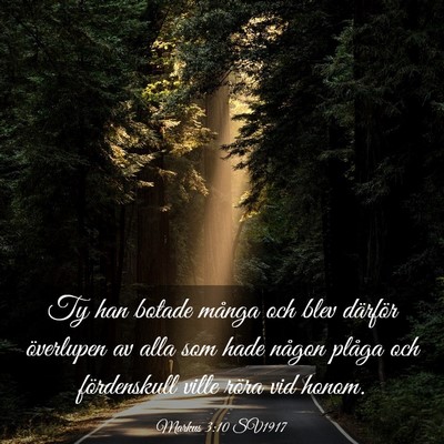 Picture 03 - Markus 3:10 SV1917 - Ty han botade många och blev därför överlupen - Bible Verse Picture