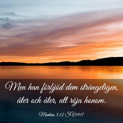 Picture 03 - Markus 3:12 SV1917 - Men han förbjöd dem strängeligen, åter och - Bible Verse Picture