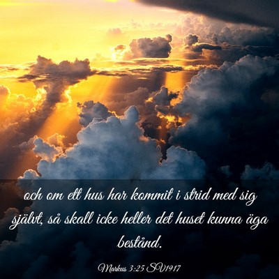 Picture 03 - Markus 3:25 SV1917 - och om ett hus har kommit i strid med sig - Bible Verse Picture