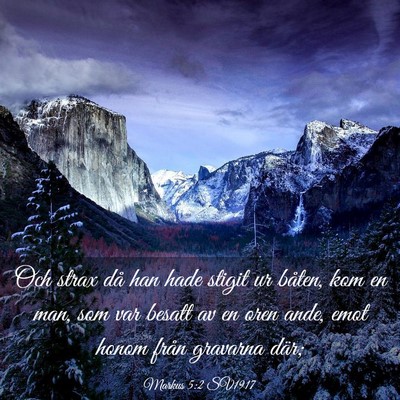 Picture 03 - Markus 5:2 SV1917 - Och strax då han hade stigit ur båten, kom en - Bible Verse Picture