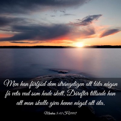 Picture 03 - Markus 5:43 SV1917 - Men han förbjöd dem strängeligen att låta - Bible Verse Picture