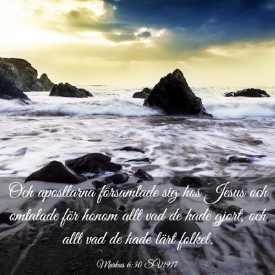 Picture 03 - Markus 6:30 SV1917 - Och apostlarna församlade sig hos Jesus och - Bible Verse Picture
