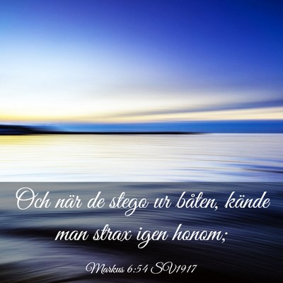 Picture 03 - Markus 6:54 SV1917 - Och när de stego ur båten, kände man strax - Bible Verse Picture