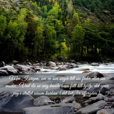 Picture 03 - Markus 7:11 SV1917 - Men I sägen: om en son säger till sin fader - Bible Verse Picture